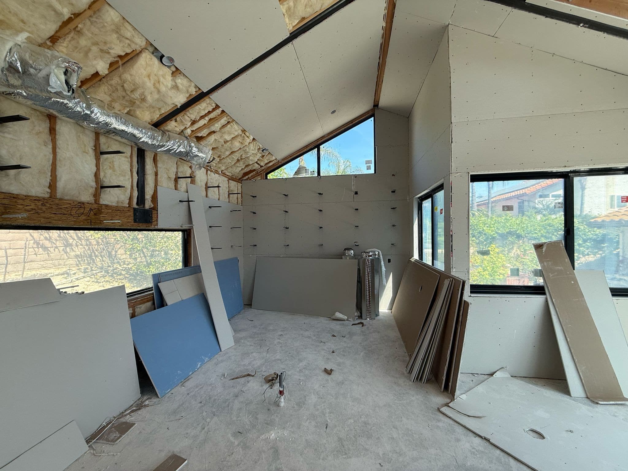 Room addition framing tied into an existing home
