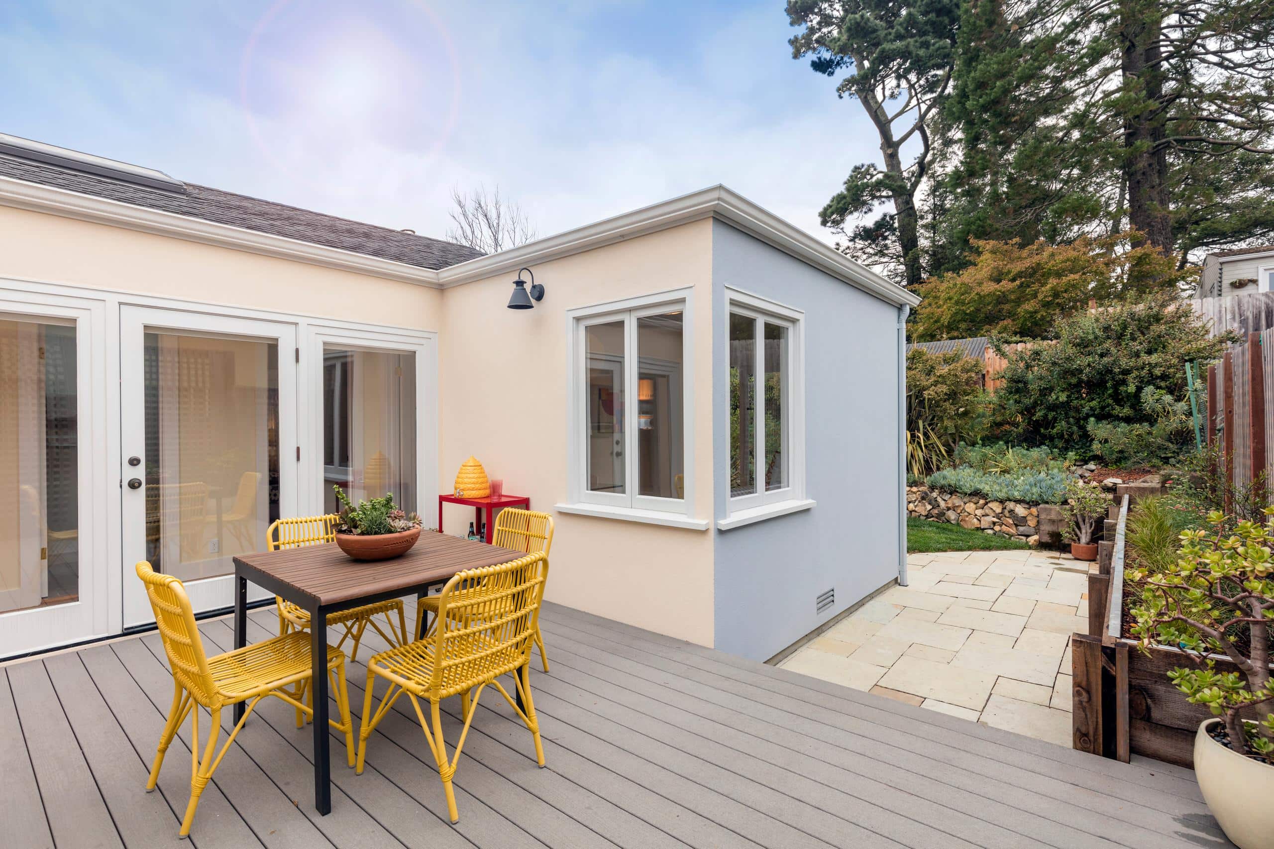 Finished exterior of the renovated Woodland Hills home